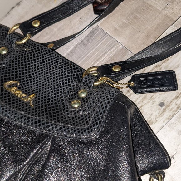 SOLD Coach Ashley Convertible Leather/Snakeskin Satchel/Shoulder Bag - Picture 4 of 8